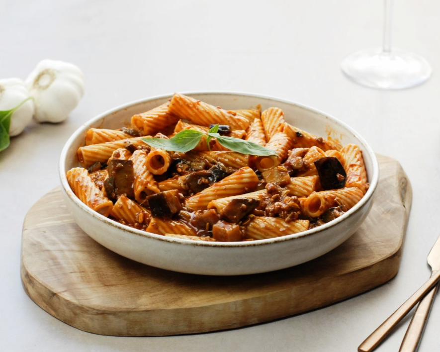 Rigatoni met Aubergine en Gehakt