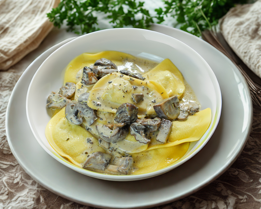 Handgemaakte Ravioli van Bosbaddenstoelen